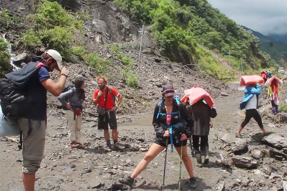 Tourists affected as flooded river obstructs Jomsom-Korala road